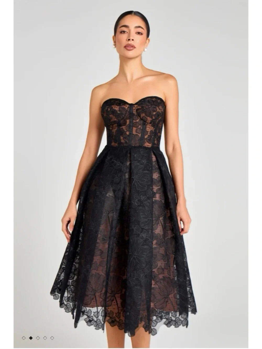 Nadine Merabi Olivia Black Lace Corset Dress Size 6
